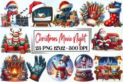 Christmas Movie Night Clipart Bundle 4 - CraftNest - Digital Crafting and Art