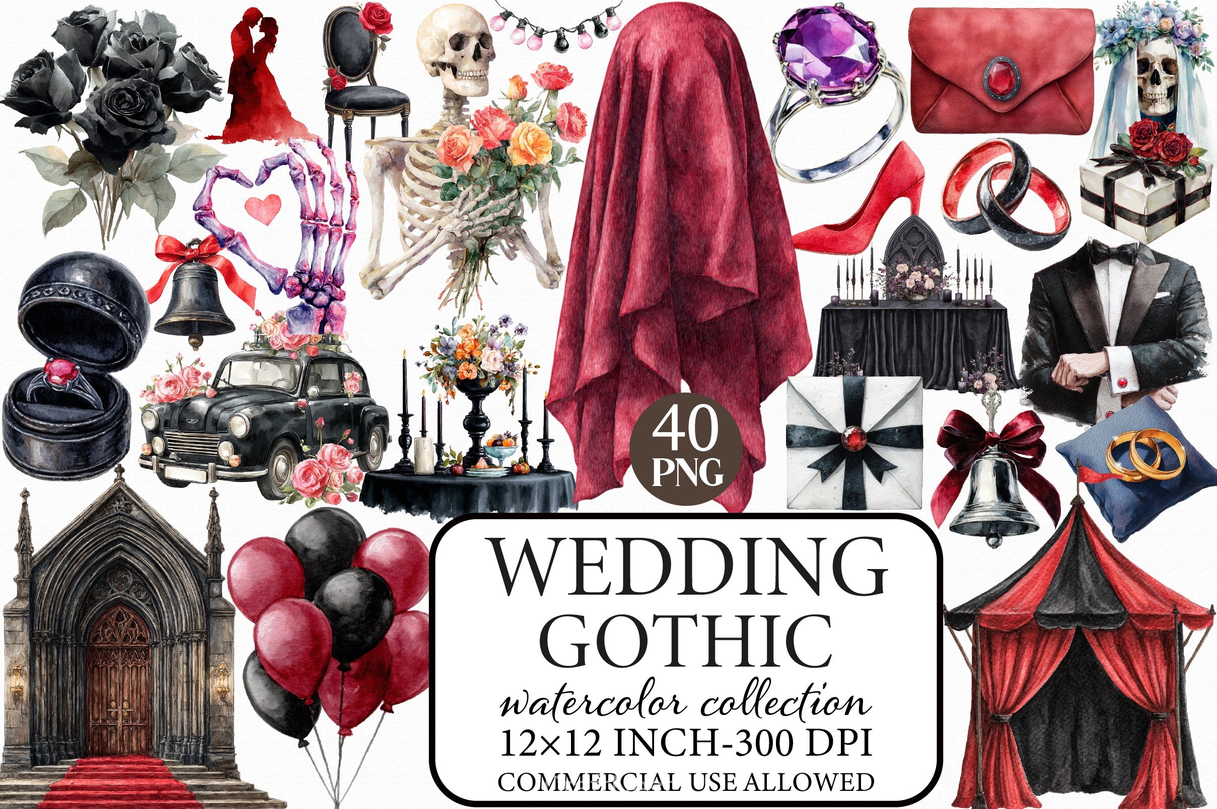 Gothic Wedding Clipart Bundle - CraftNest - Digital Crafting and Art