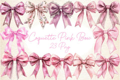 Coquette Pink Bow Graphics Clipart Bundle - CraftNest - Digital Crafting and Art