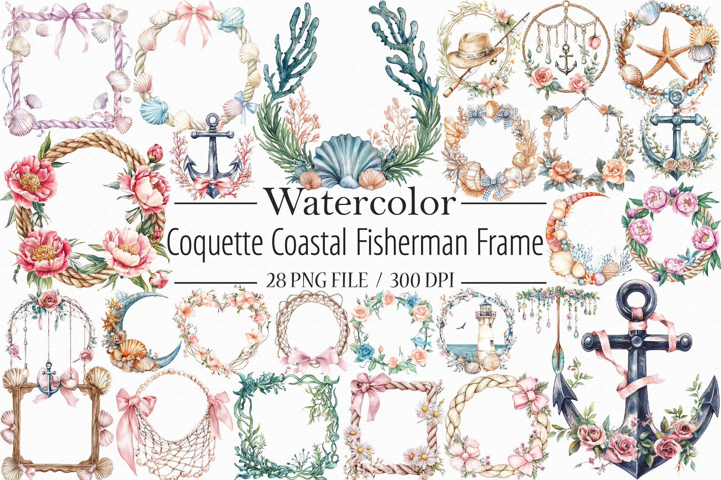 Coquette Coastal Fisherman Clipart Bundle - CraftNest - Digital Crafting and Art
