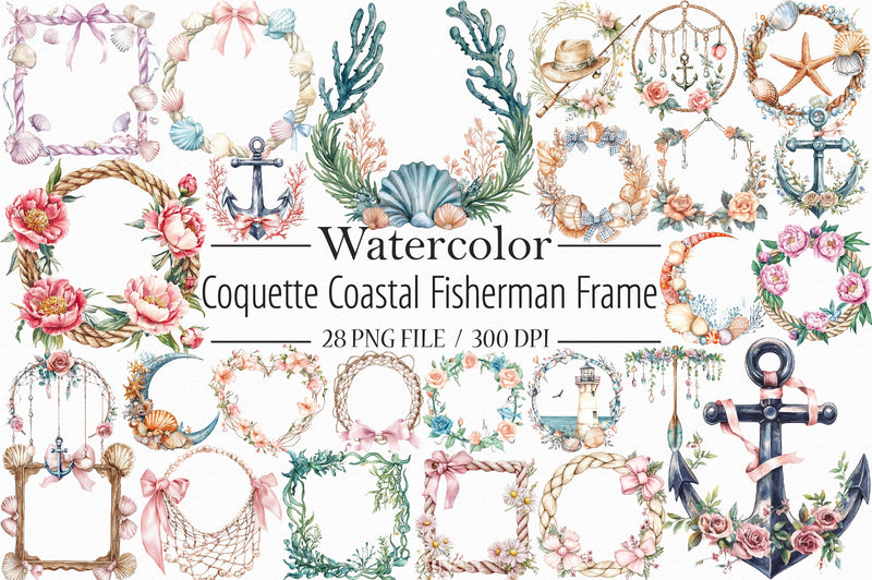 Coquette Coastal Fisherman Clipart Bundle - CraftNest - Digital Crafting and Art