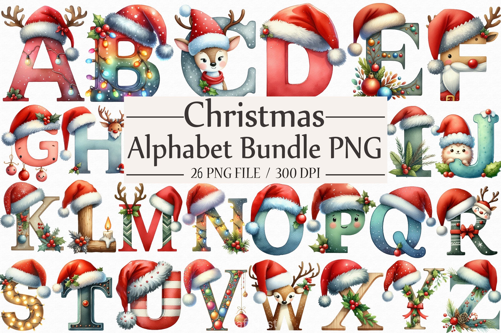 Christmas Alphabet Clipart Bundle 2 - CraftNest - Digital Crafting and Art