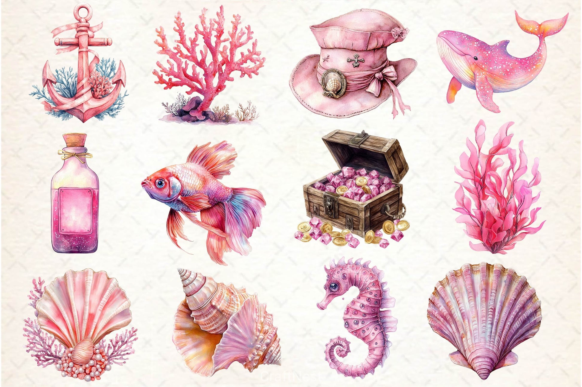 Pink Sea Adventure Clipart Bundle 2 - CraftNest - Digital Crafting and Art