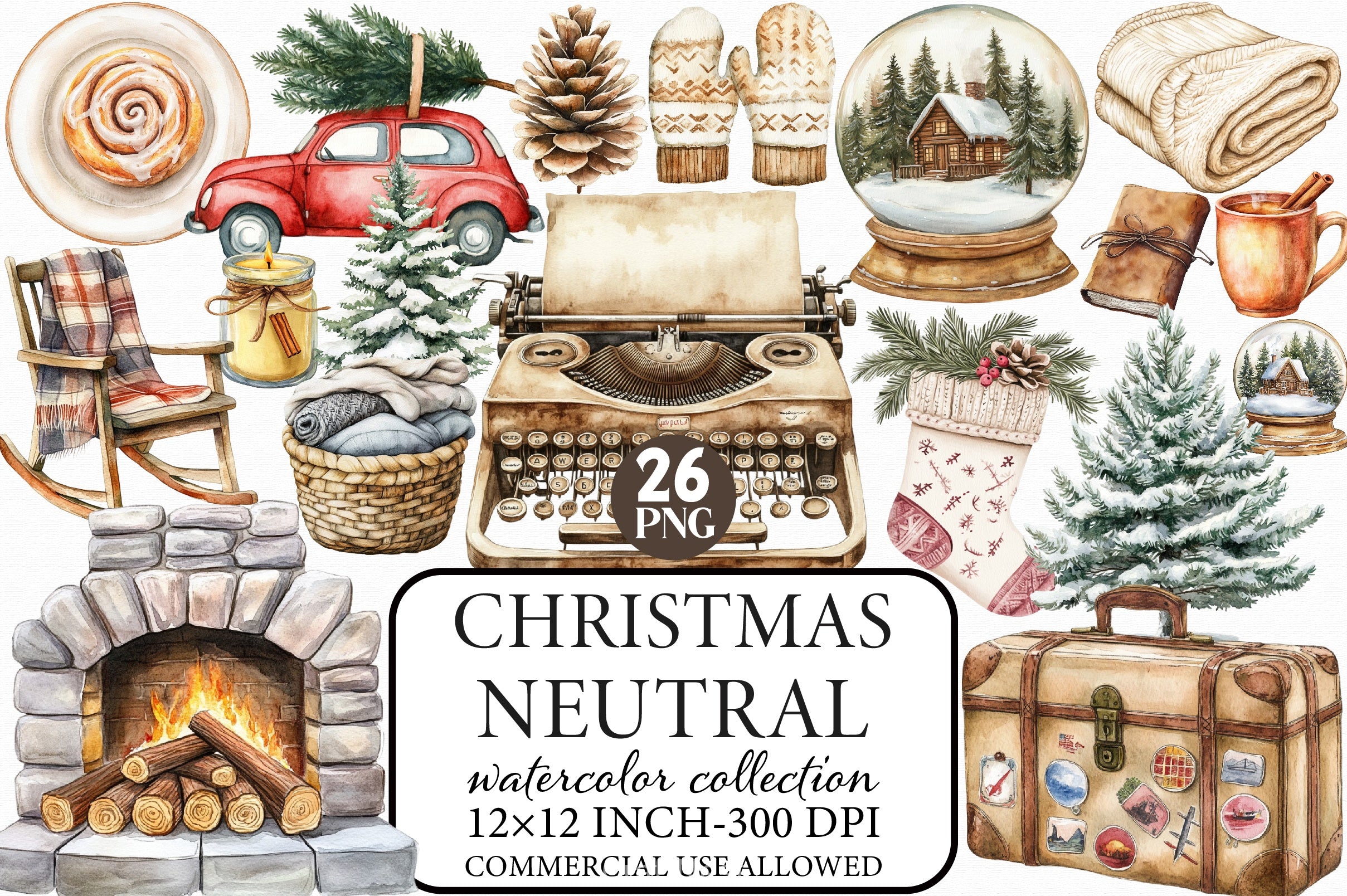 Neutral Christmas Clipart Bundle - CraftNest - Digital Crafting and Art