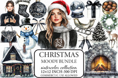 Moody Christmas Clipart Bundle 1 - CraftNest - Digital Crafting and Art