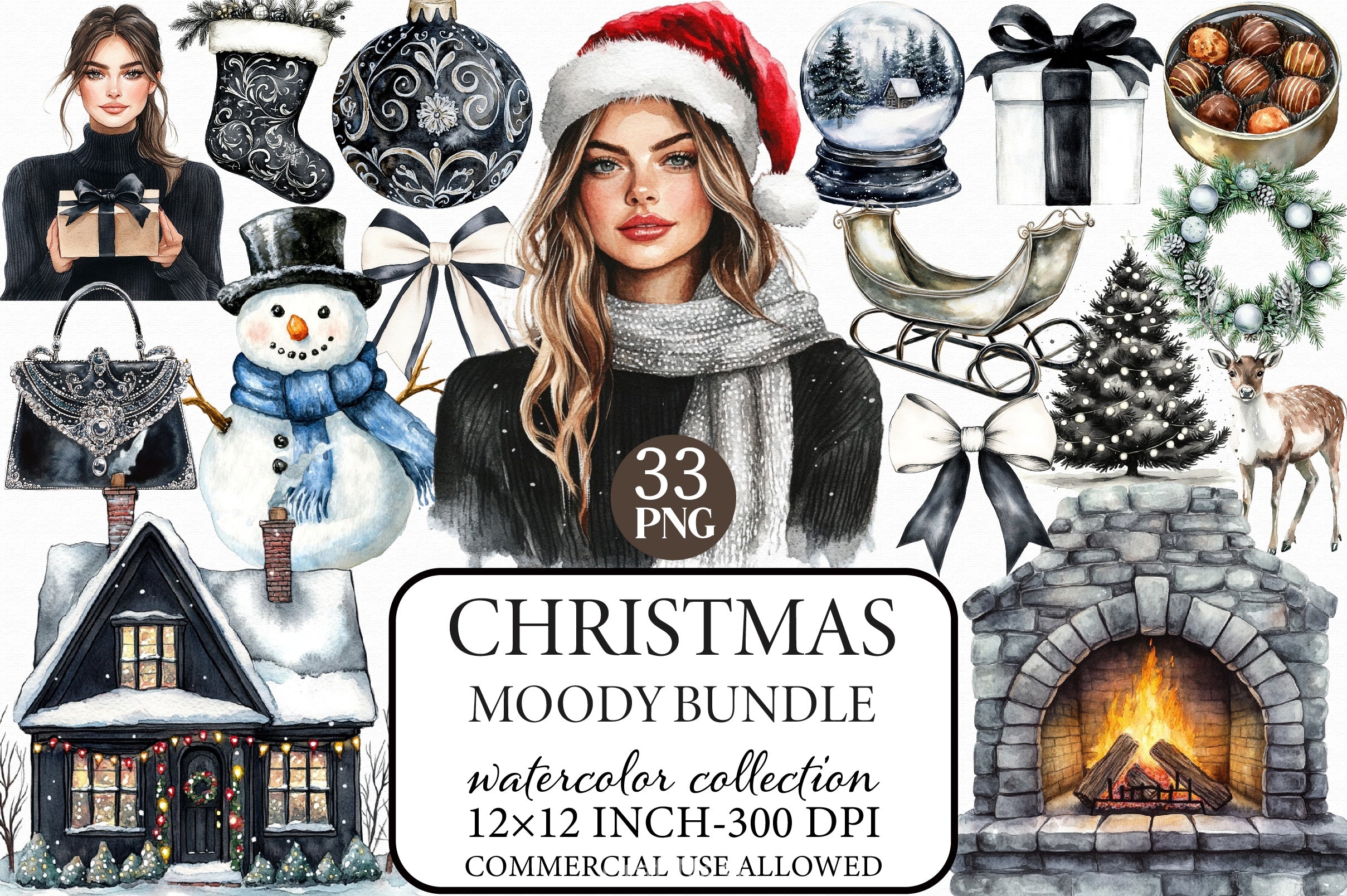 Moody Christmas Clipart Bundle 1 - CraftNest - Digital Crafting and Art