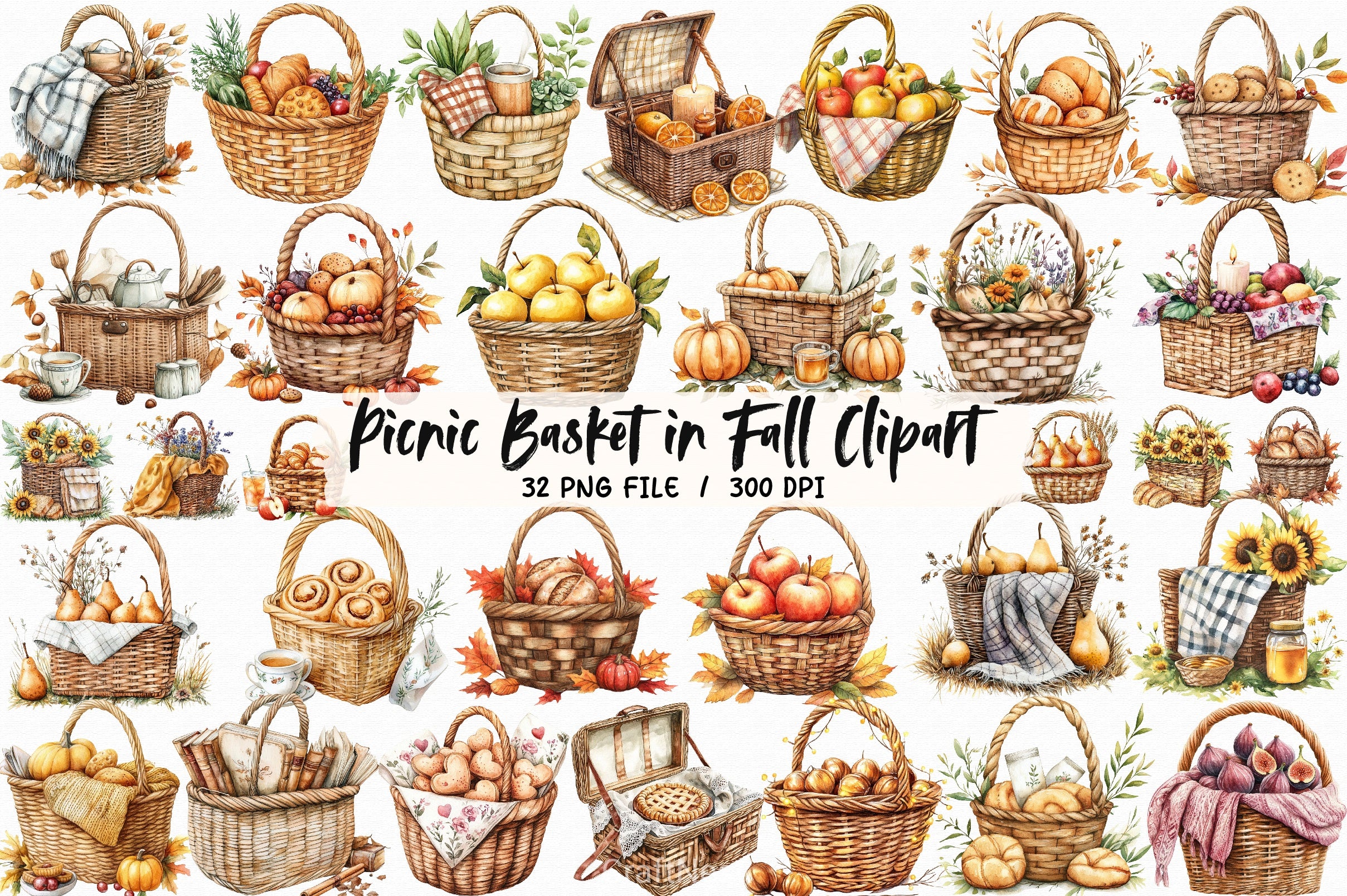 Picnic Basket Fall Clipart Bundle 1 - CraftNest - Digital Crafting and Art