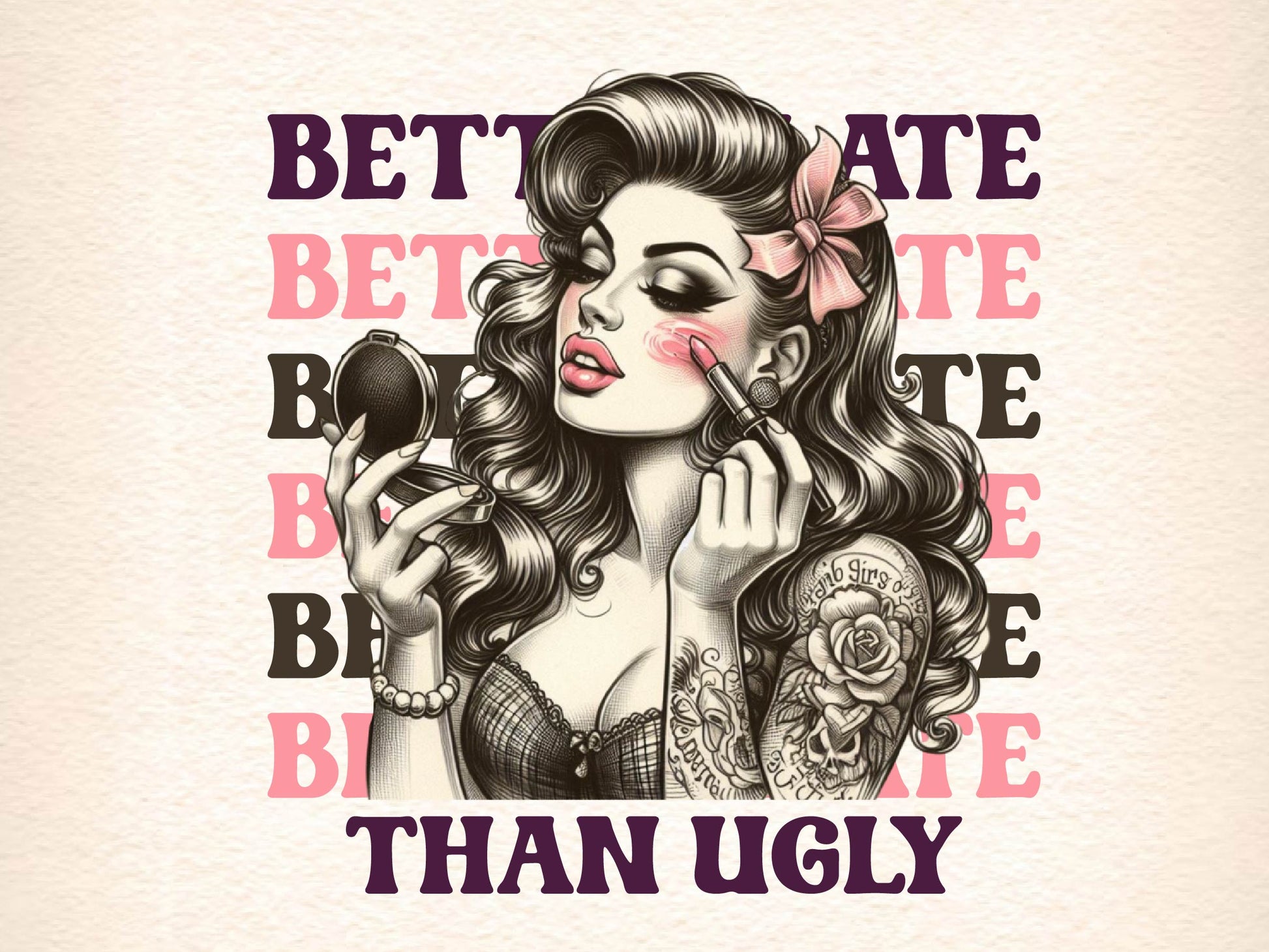 Coquette Girl Better Late Than Ugly Clipart Bundle 1 - CraftNest - Digital Crafting and Art