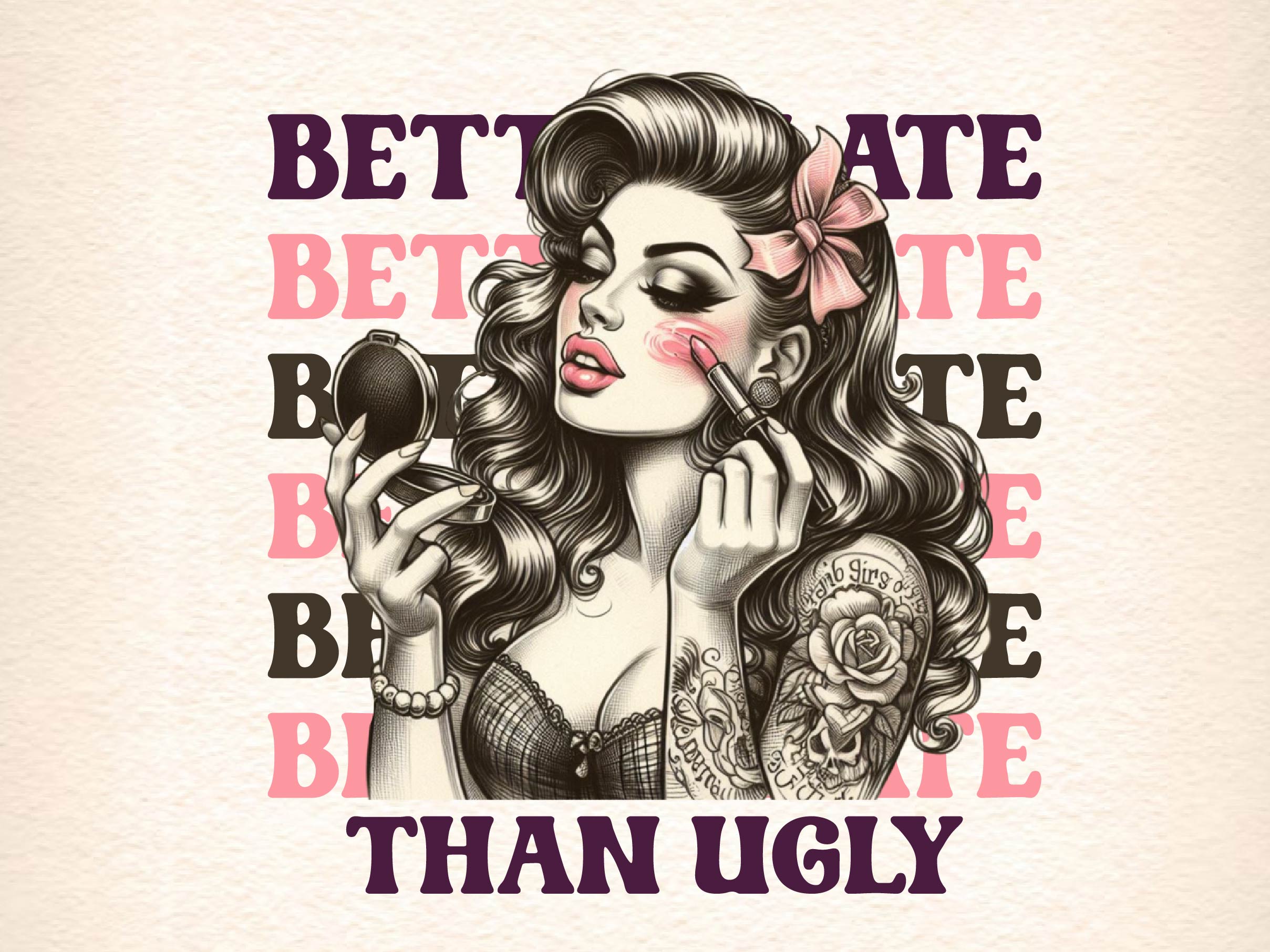 Coquette Girl Better Late Than Ugly Clipart Bundle 1 - CraftNest - Digital Crafting and Art