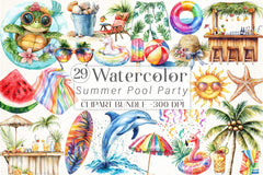 Summer Pool Party Clipart Bundle - CraftNest - Digital Crafting and Art