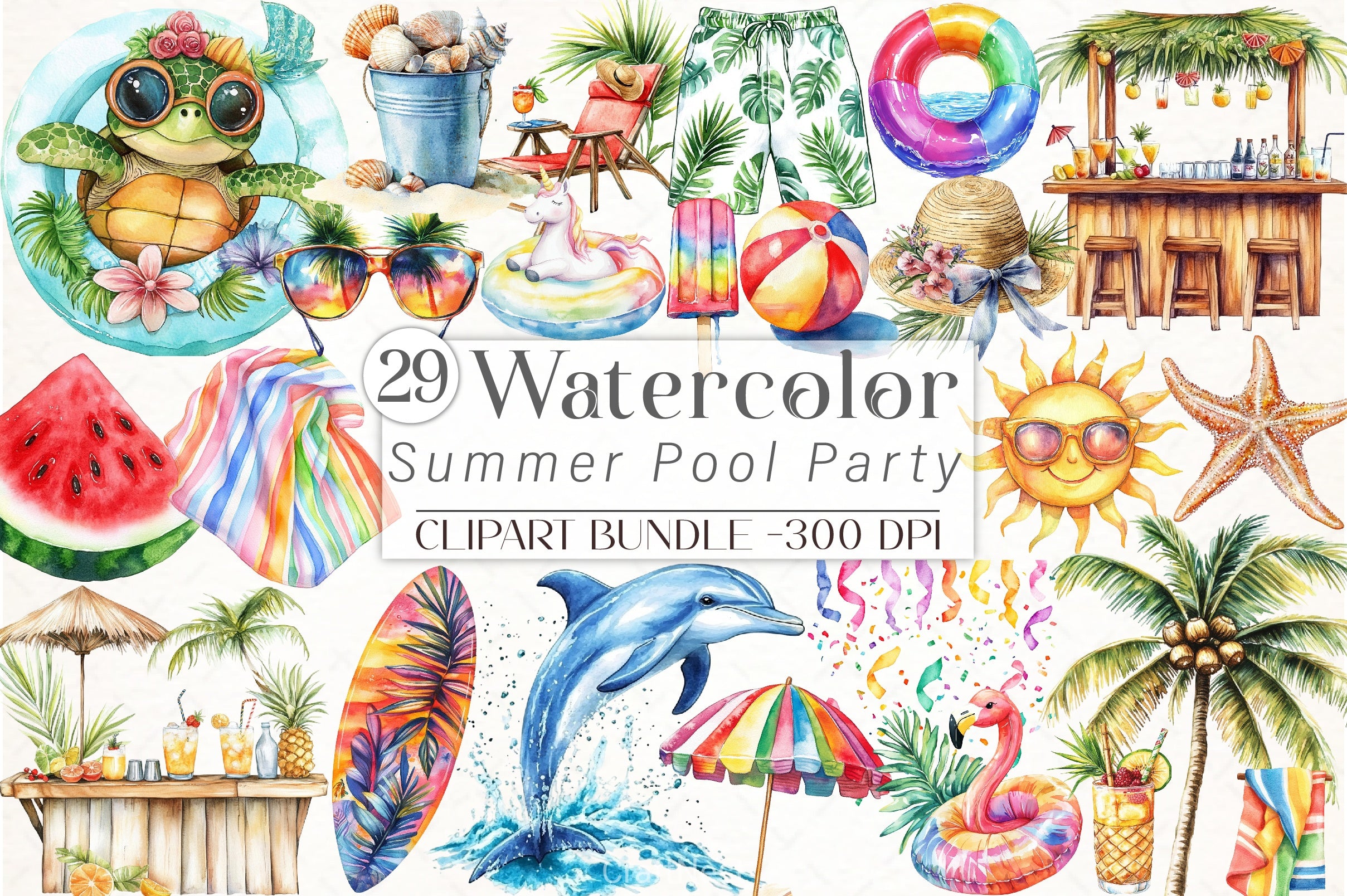 Summer Pool Party Clipart Bundle - CraftNest - Digital Crafting and Art