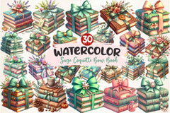 Sage Coquette Bow Book Stack Clipart Bundle - CraftNest - Digital Crafting and Art