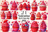 Valentine Red Cupcake Clipart Bundle