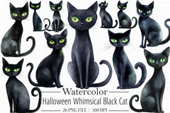 Halloween Black Cat Clipart Bundle 4 - CraftNest - Digital Crafting and Art