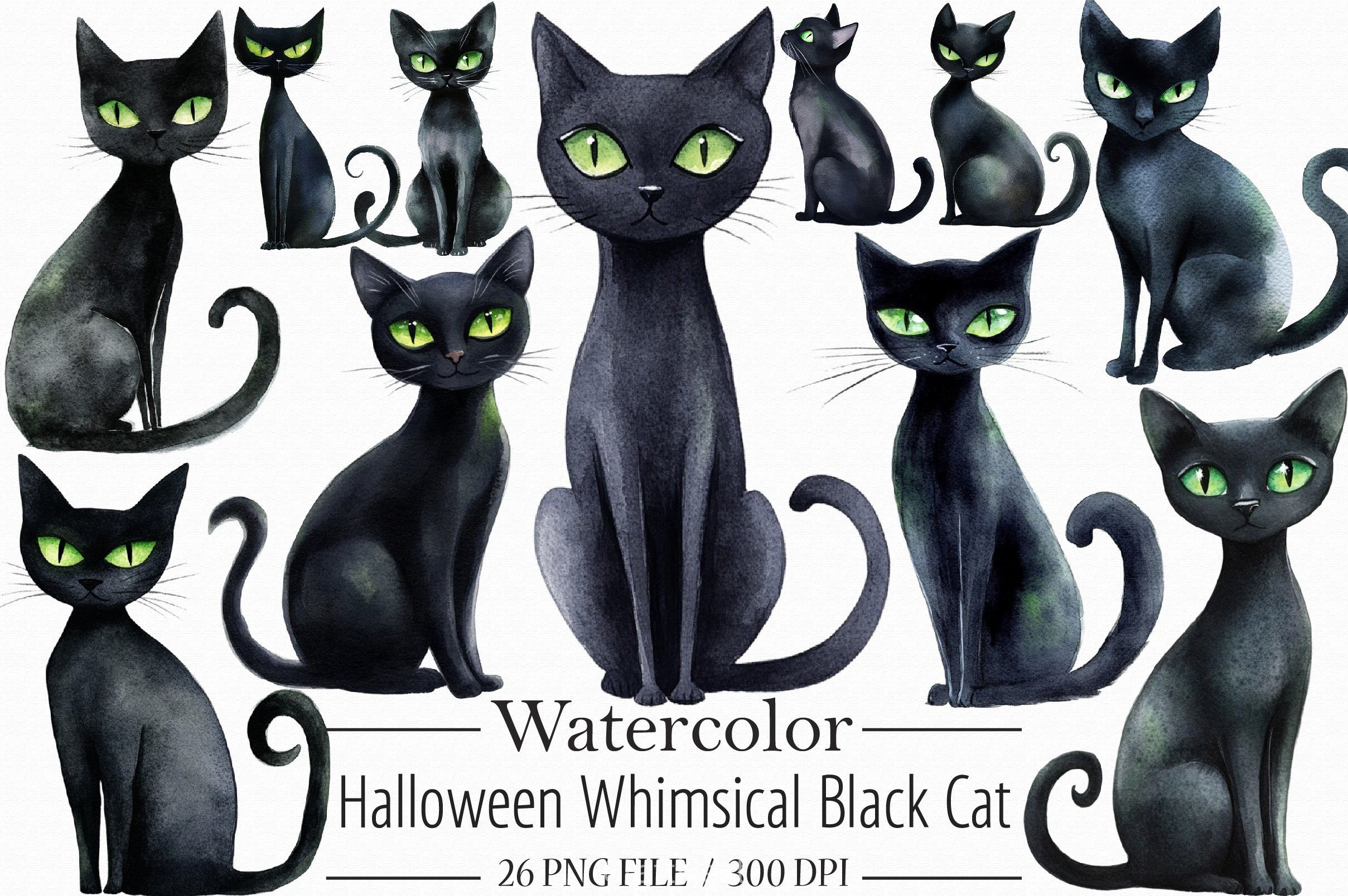Halloween Black Cat Clipart Bundle 4 - CraftNest - Digital Crafting and Art