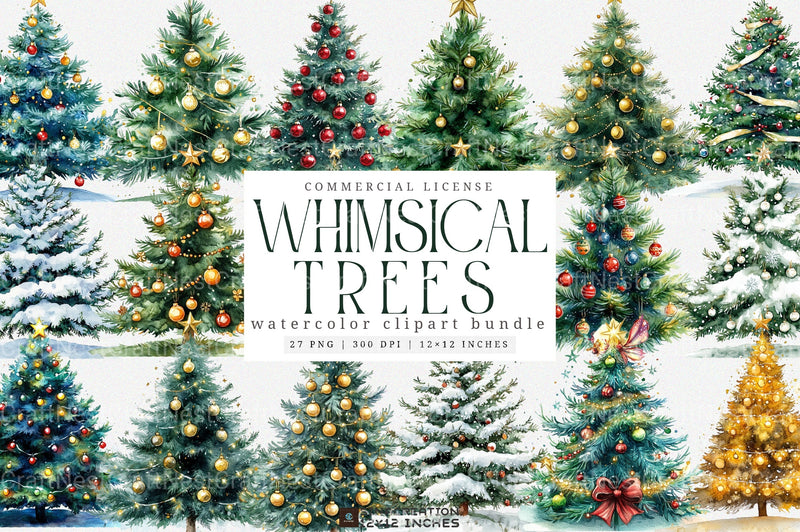 Whimsical Christmas Tree Clipart Bundle - CraftNest - Digital Crafting and Art