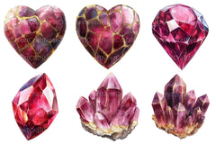 Burgundy Crystals and Gems Clipart - CraftNest - Digital Crafting and Art