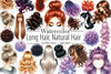 Long Natural Hair Clipart Bundle