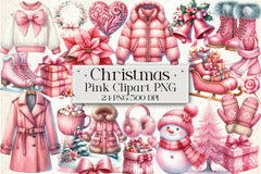 Pink Christmas Clipart Bundle 8 - CraftNest - Digital Crafting and Art