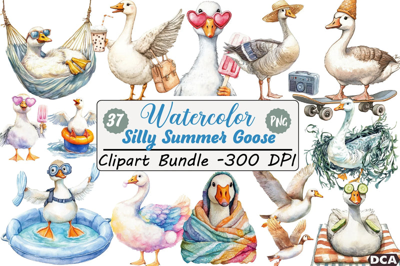 Silly Summer Goose Clipart Bundle - CraftNest - Digital Crafting and Art