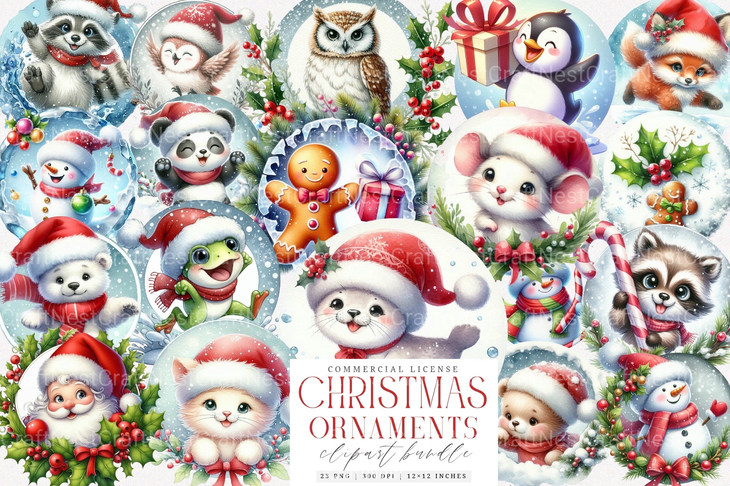 Festive Christmas Ornament Designs Clipart Bundle - CraftNest - Digital Crafting and Art