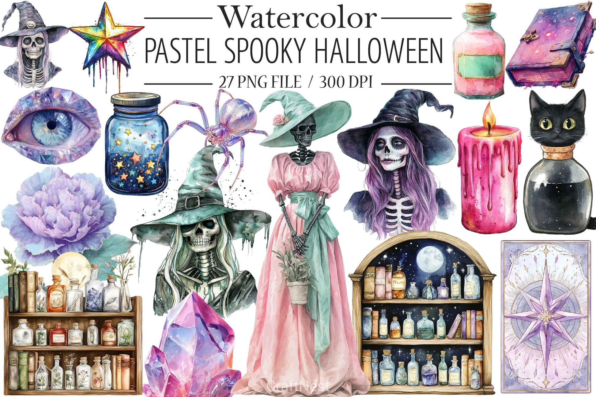 Pastel Spooky Halloween Clipart Bundle - CraftNest - Digital Crafting and Art