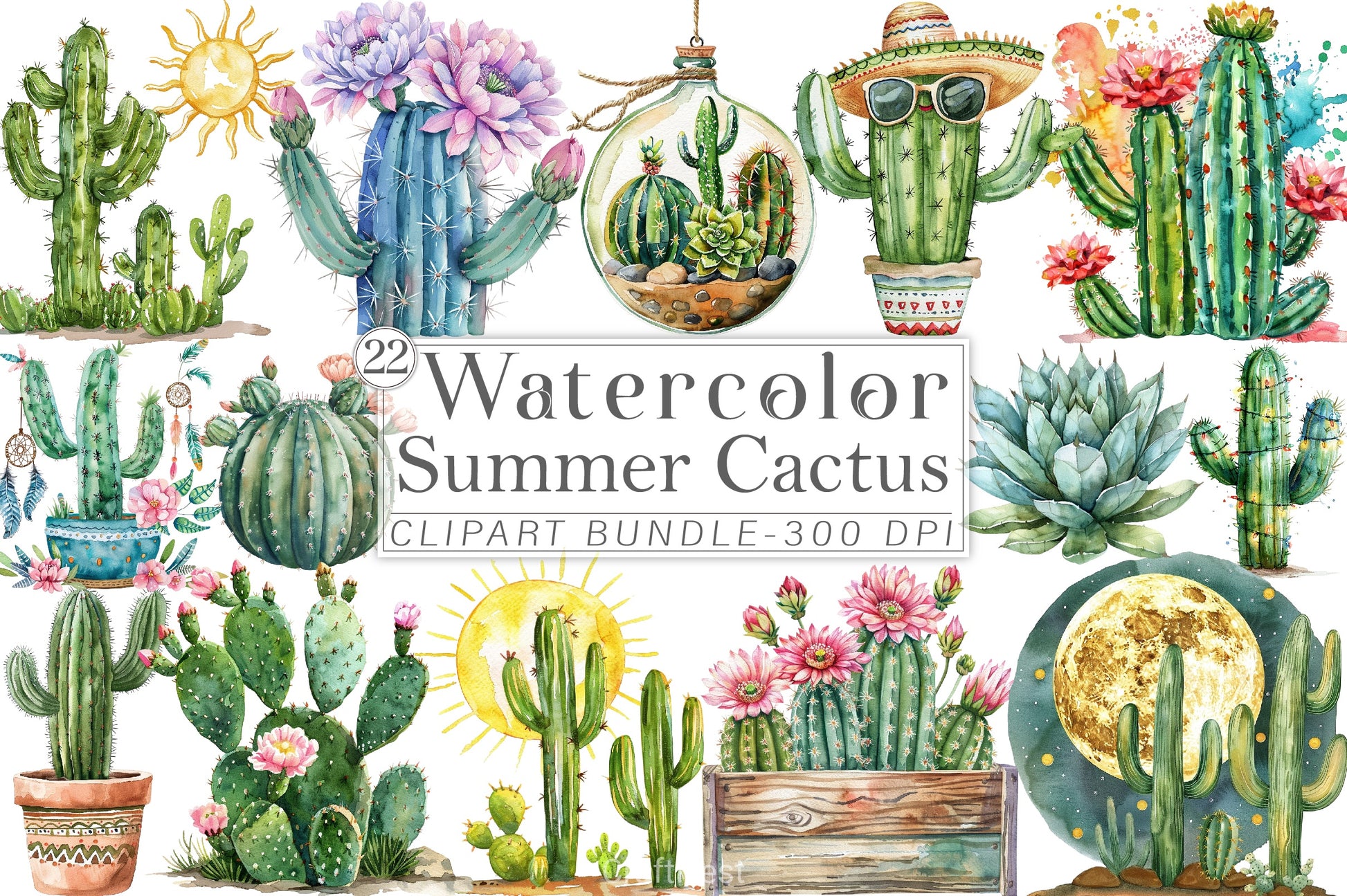 Summer Cactus Clipart Bundle 3 - CraftNest - Digital Crafting and Art