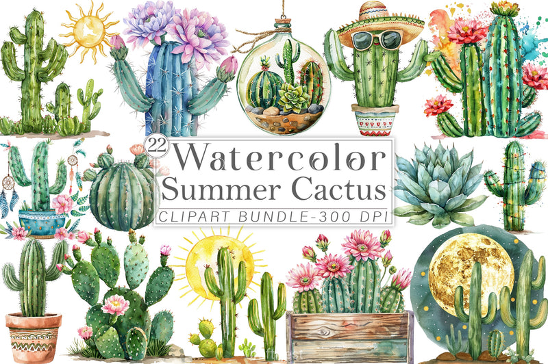 Summer Cactus Clipart Bundle 3 - CraftNest - Digital Crafting and Art