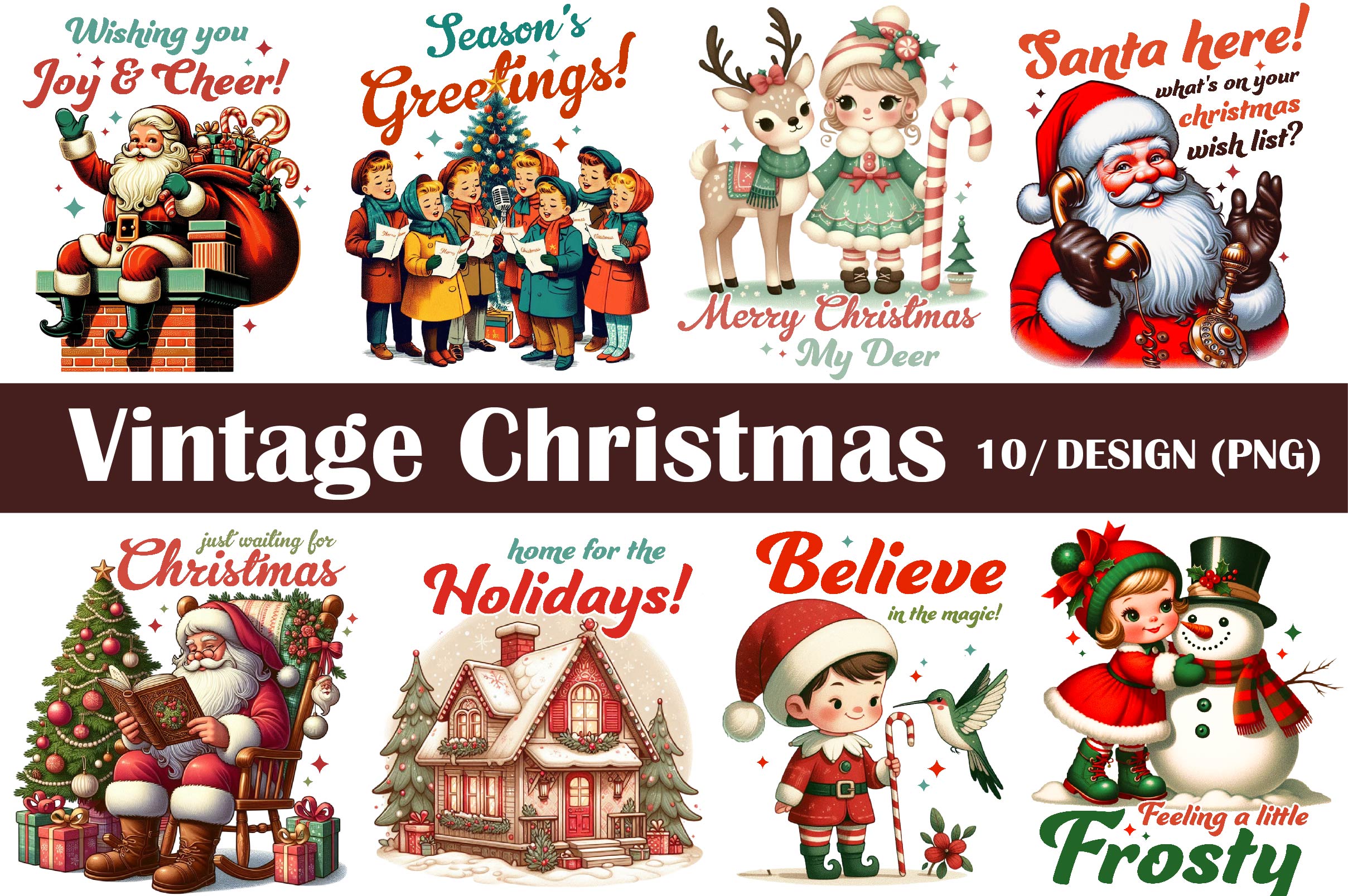 Vintage Christmas Santa Clipart Bundle 1 - CraftNest - Digital Crafting and Art
