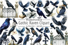 Gothic Raven Clipart Bundle - CraftNest - Digital Crafting and Art