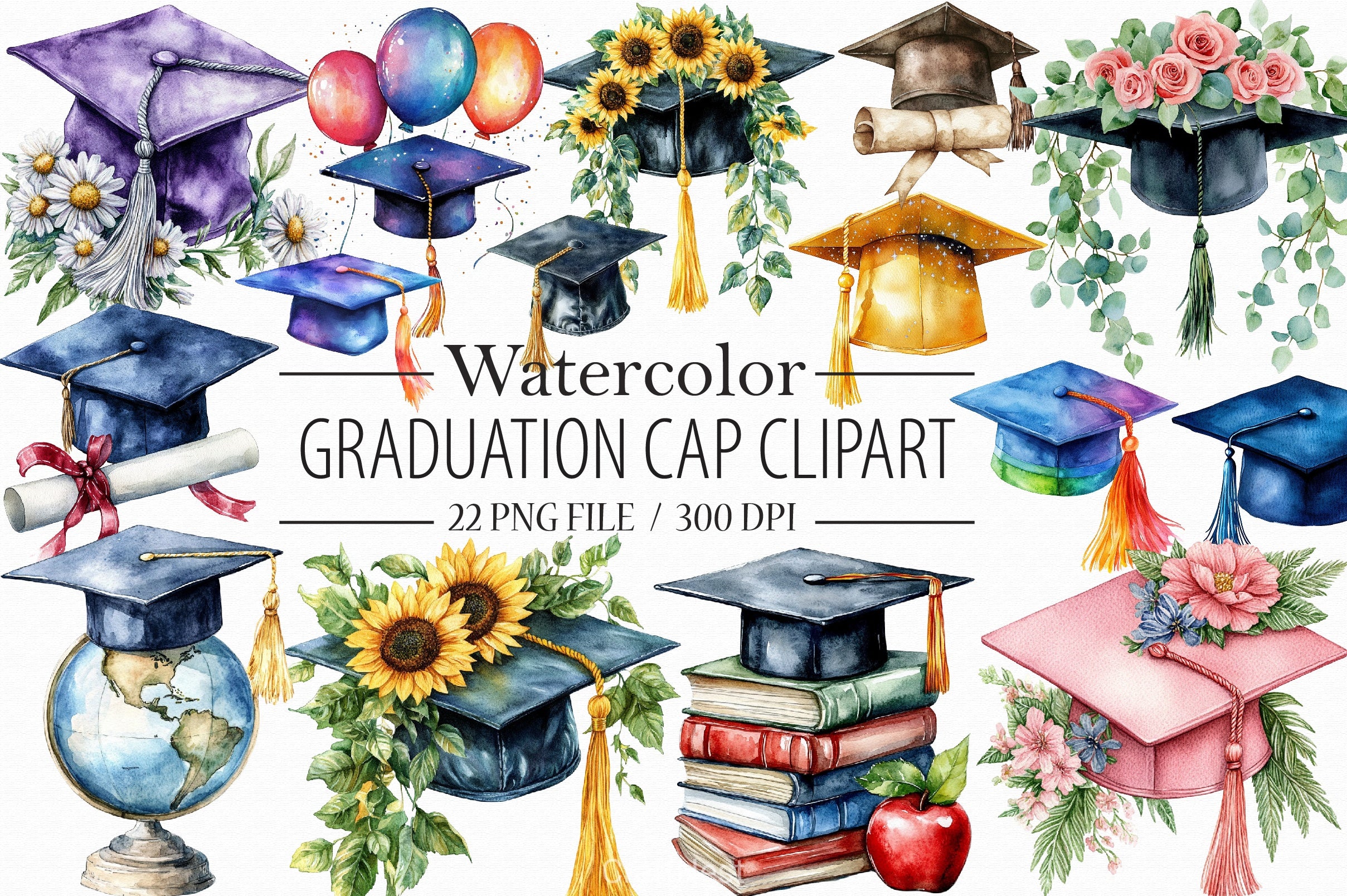 Graduation Cap Clipart Bundle 3 - CraftNest - Digital Crafting and Art