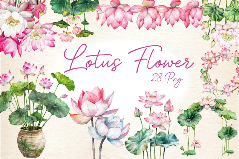 Lotus Flower Arrangements Clipart Bundle - CraftNest - Digital Crafting and Art