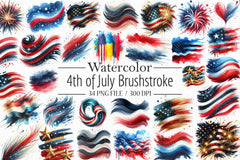 4th of July Brushstroke Clipart Bundle - CraftNest - Digital Crafting and Art