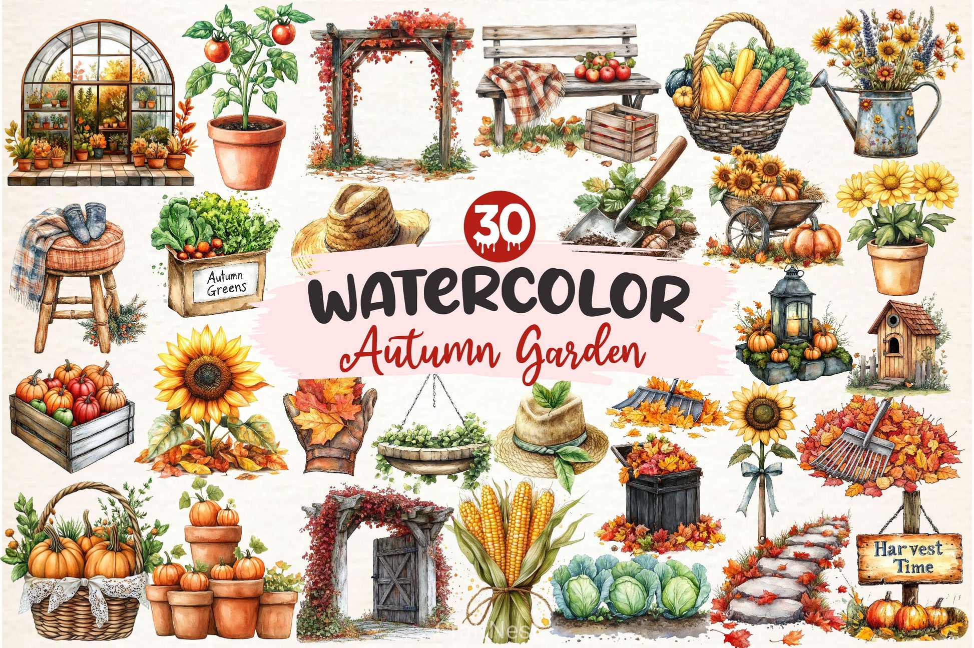 Autumn Garden Clipart Bundle 2 - CraftNest - Digital Crafting and Art