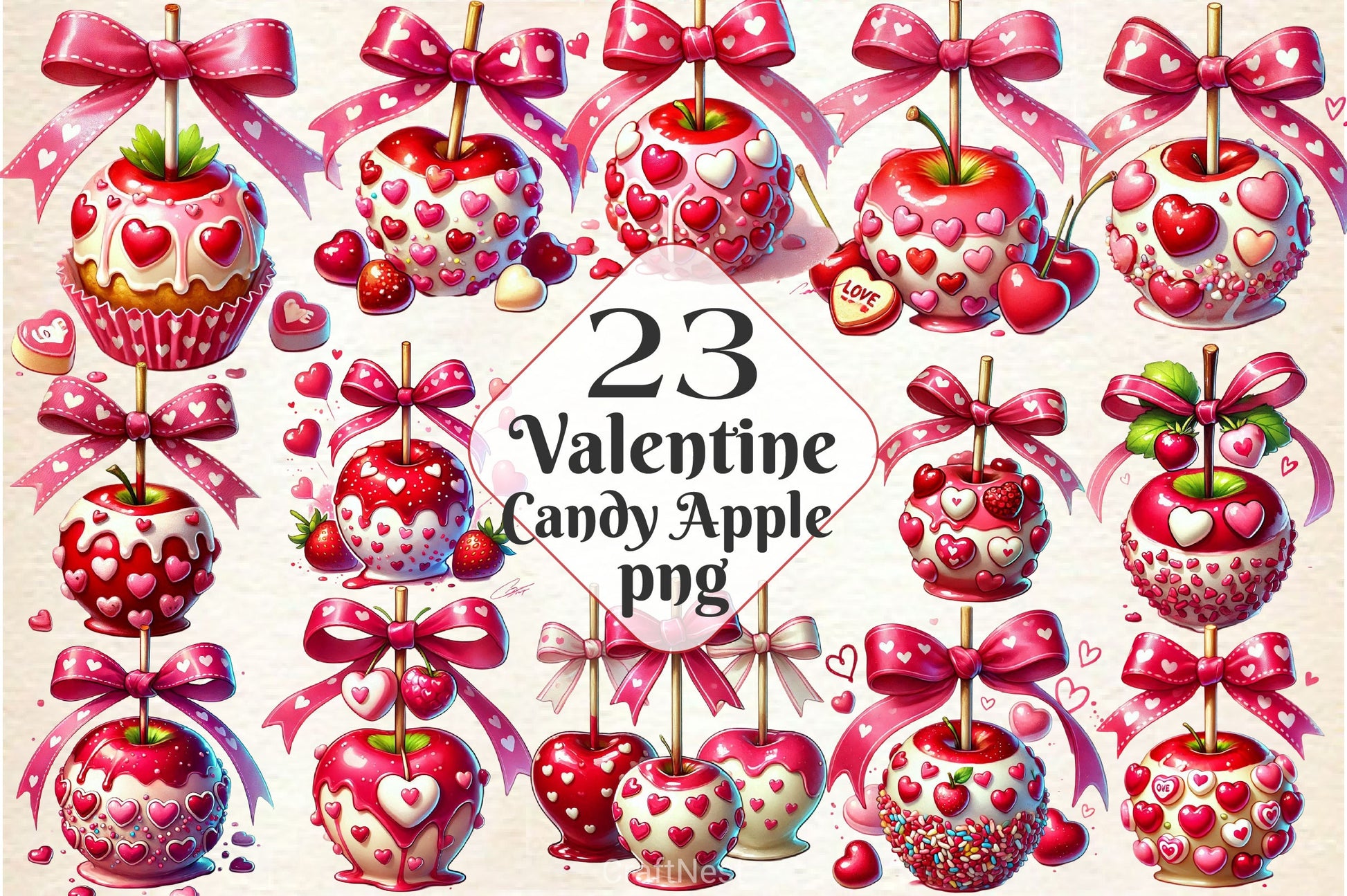 Valentine Candy Apple Clipart Bundle - CraftNest - Digital Crafting and Art