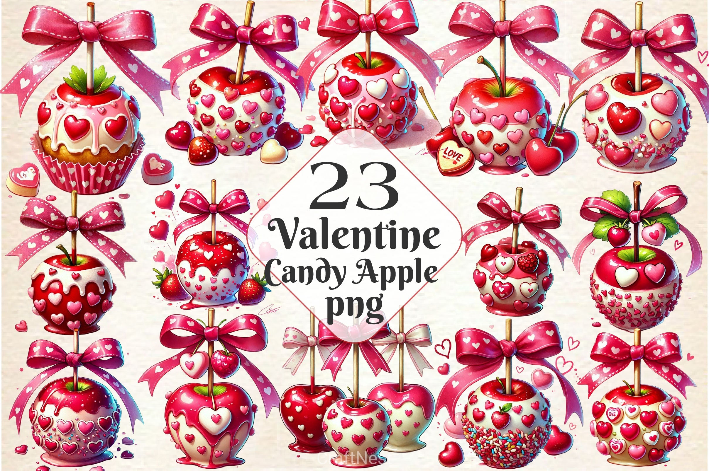 Valentine Candy Apple Clipart Bundle - CraftNest - Digital Crafting and Art