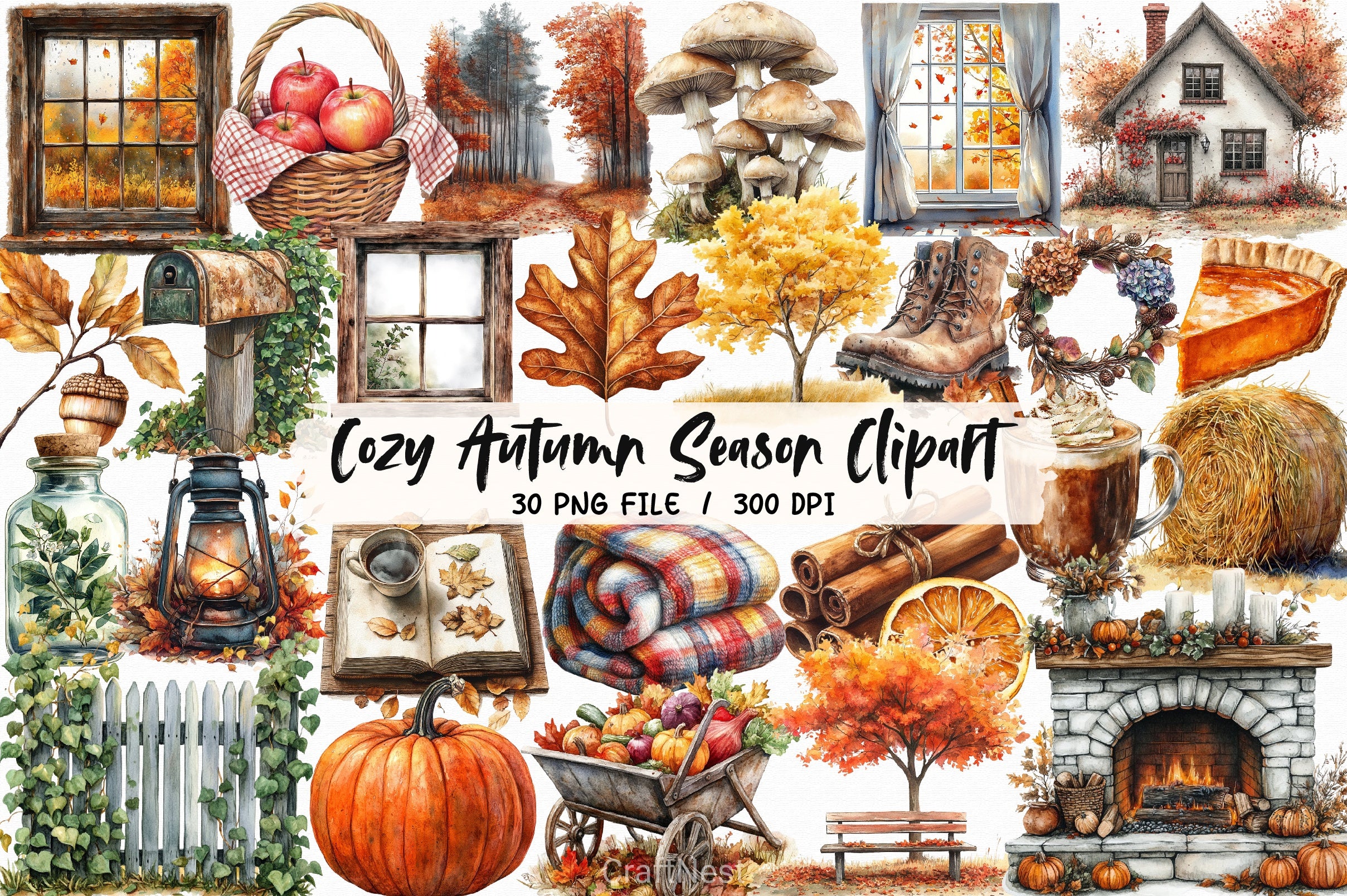 Cozy Autumn Clipart Bundle 7 - CraftNest - Digital Crafting and Art