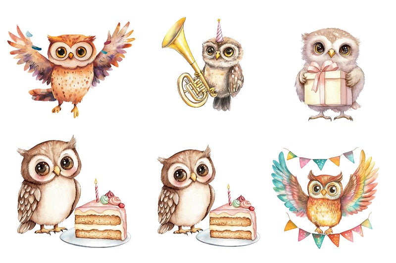 Baby Owl Birthday Owl Party Clipart Bundle - CraftNest - Digital Crafting and Art