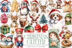 Glitter Cute Christmas Sublimation Clipart Bundle 2 - CraftNest - Digital Crafting and Art