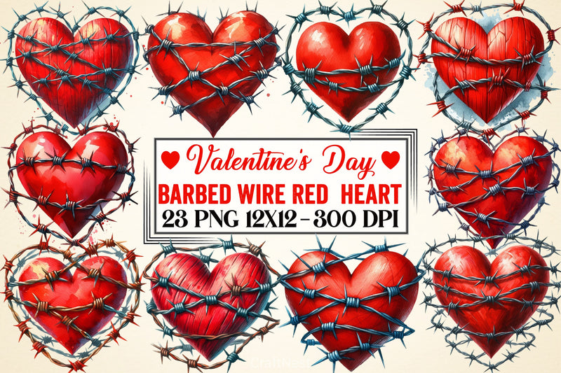 Valentine Barbed Wire Heart Clipart Bundle - CraftNest - Digital Crafting and Art