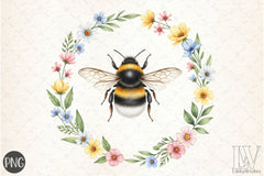Whimsical Honey Bee Floral Clipart Bundle - CraftNest - Digital Crafting and Art