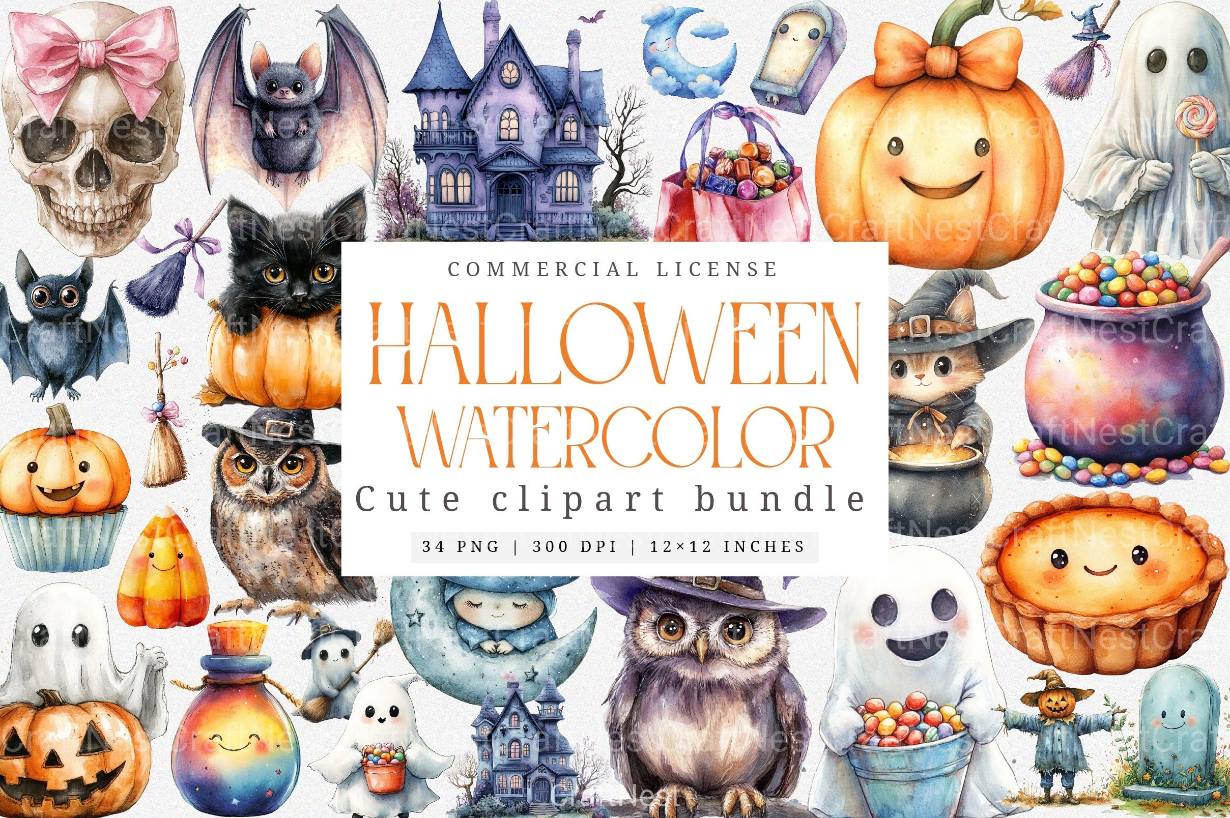 Cute Halloween Clipart Bundle 1 - CraftNest - Digital Crafting and Art