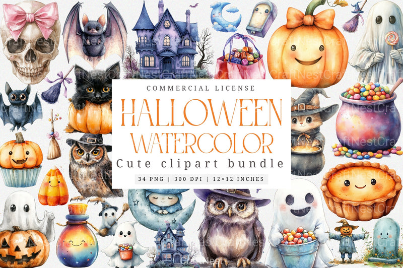 Cute Halloween Clipart Bundle 1 - CraftNest - Digital Crafting and Art