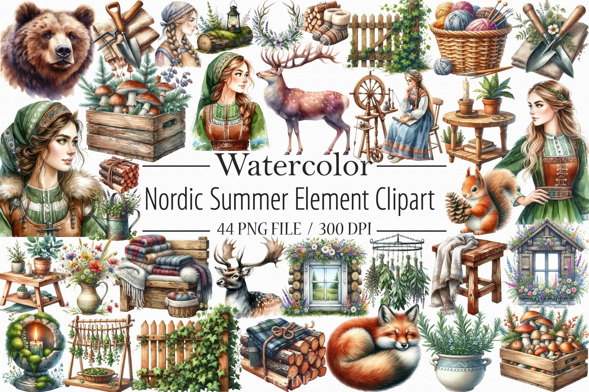 Nordic Summer Clipart Bundle - CraftNest - Digital Crafting and Art