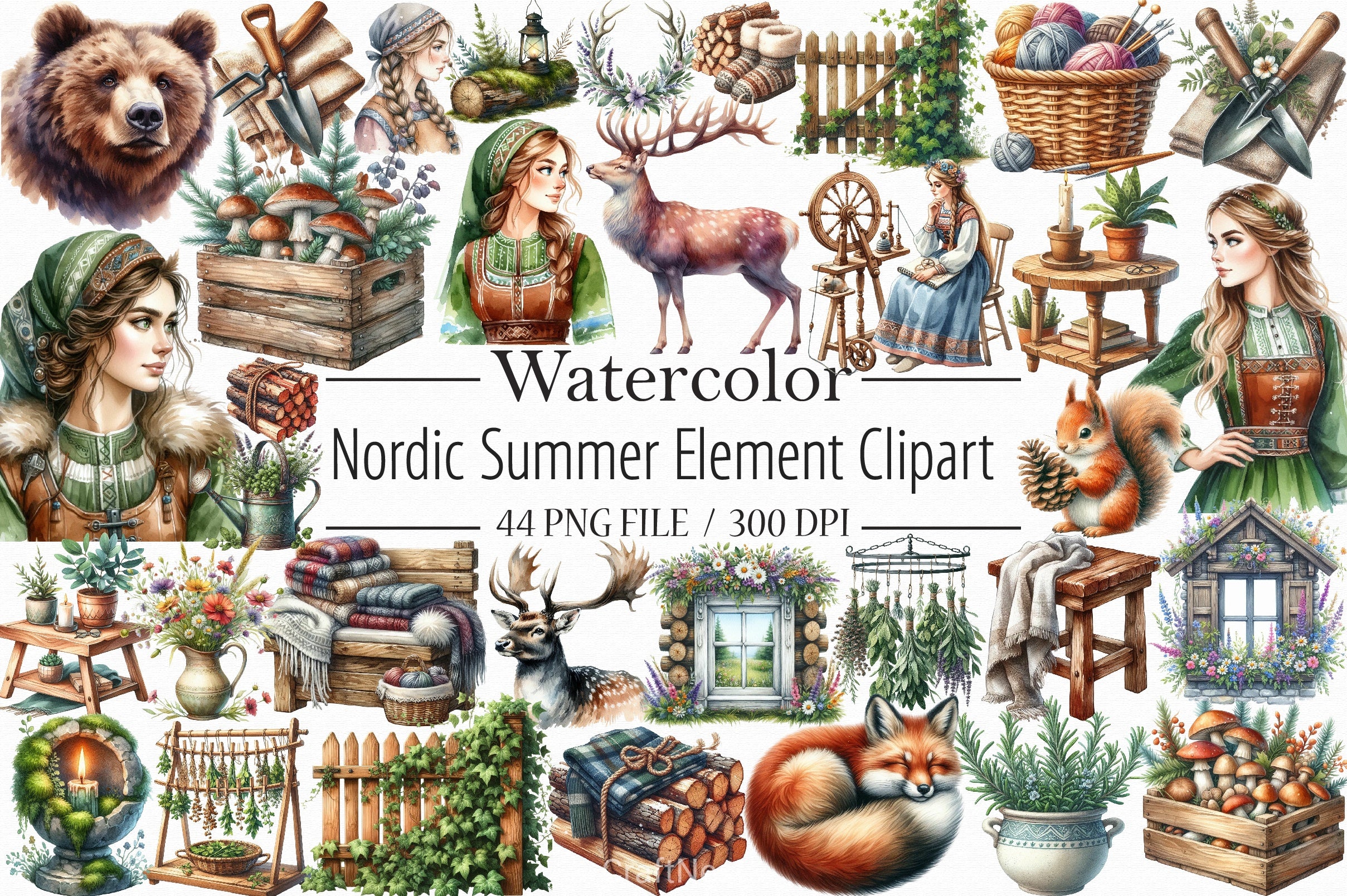 Nordic Summer Clipart Bundle - CraftNest - Digital Crafting and Art