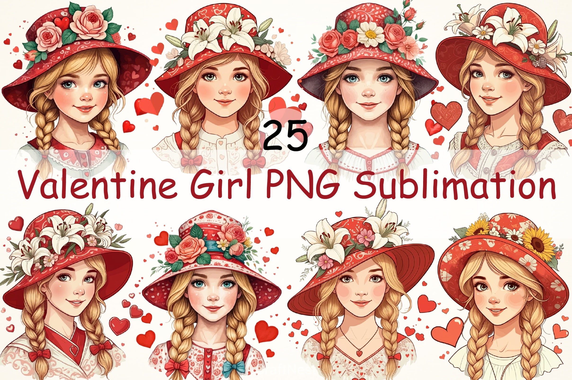 Valentine Girl Clipart Bundle 4 - CraftNest - Digital Crafting and Art