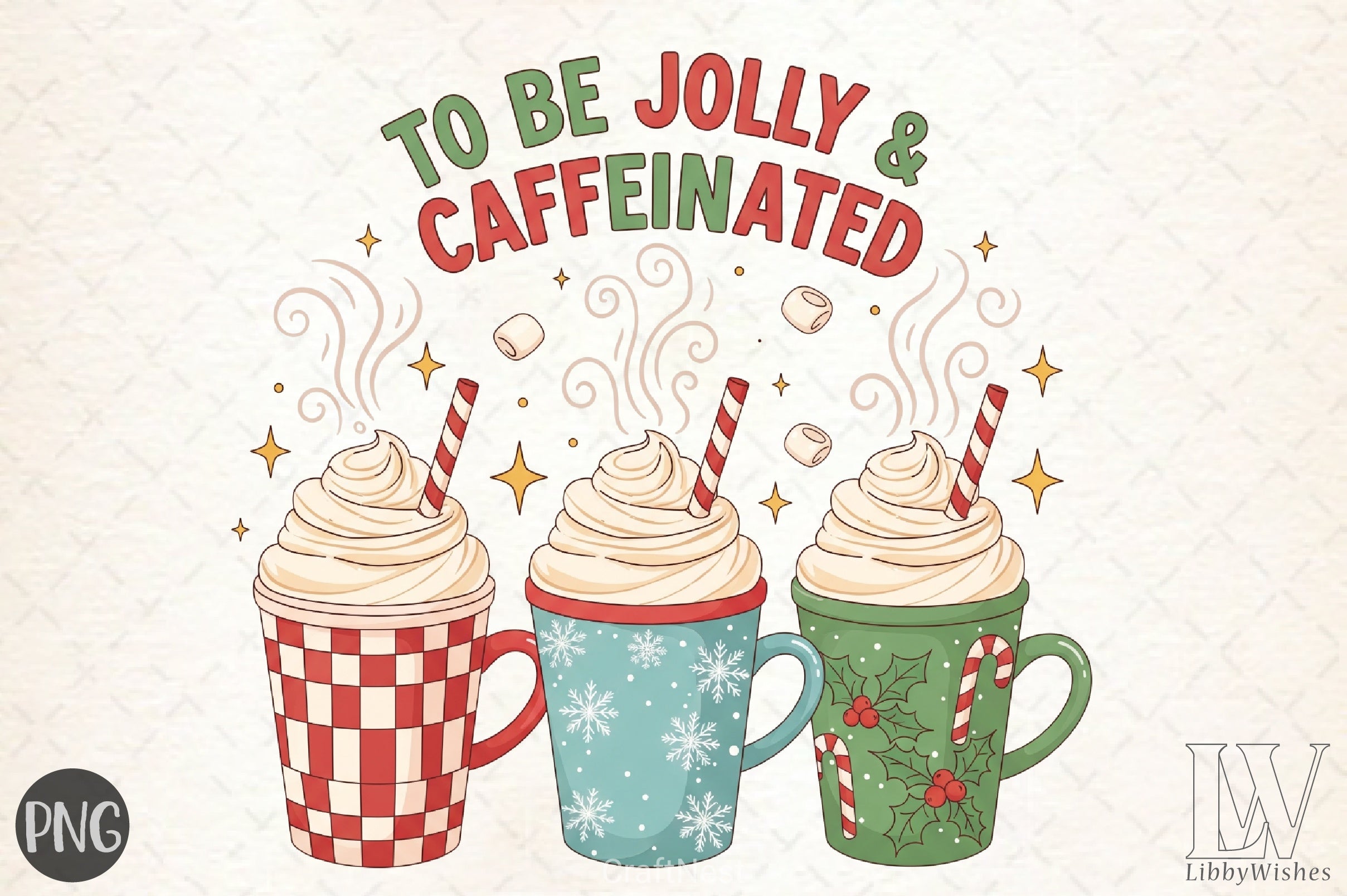 Jolly & Caffeinated Christmas Coffee Clipart Bundle - CraftNest - Digital Crafting and Art