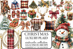 Luxury Plaid Christmas Clipart Bundle - CraftNest - Digital Crafting and Art
