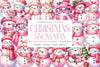 Festive Pink Snowman Christmas Clipart Bundle