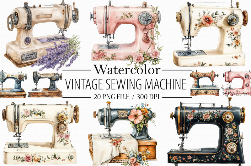 Vintage Sewing Machine Clipart Bundle 4 - CraftNest - Digital Crafting and Art